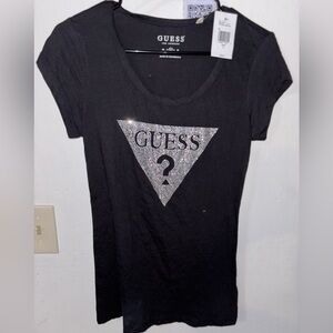 Guess Black Tee with Silver Logo